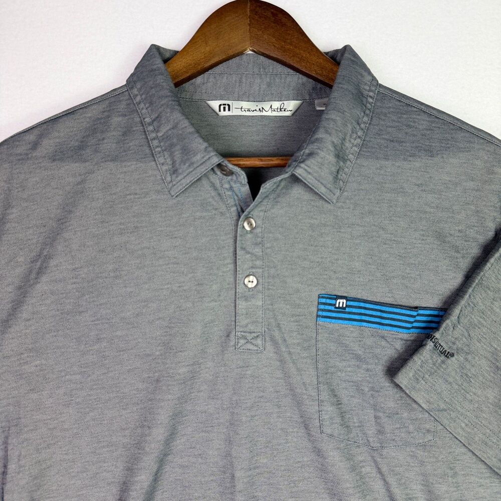 TravisMathew Gray Golf Polo XL Pocket Shirt